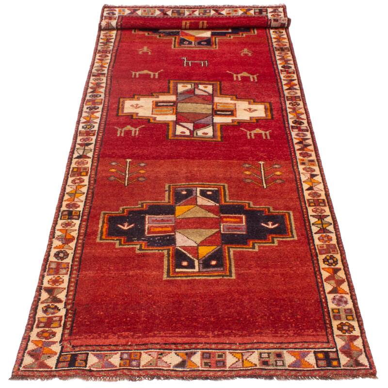ECARPETGALLERY Hand-knotted Melis Vintage Red Wool Rug - 4'5 x 13'4