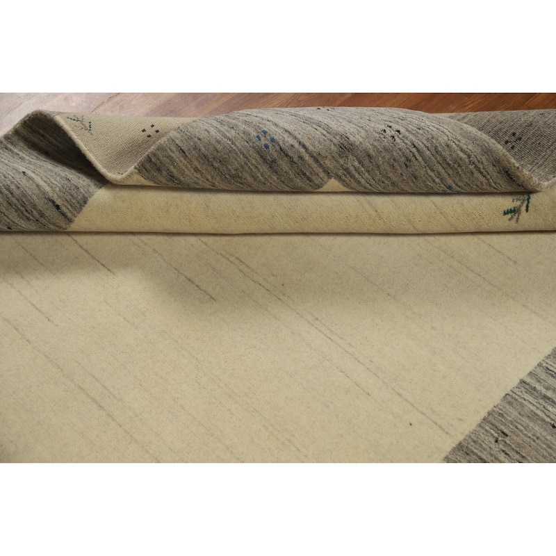 Hand Knotted Oriental 100% Wool Carpet Tribal Animal Pictorial Beige & Ivories Gabbeh Area Rug - 6' 4'' X 4' 9''