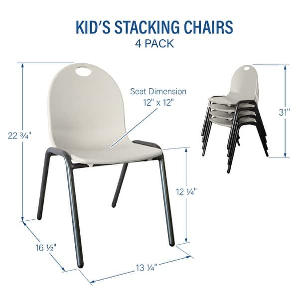dimension image slide 0 of 3, 12" Kid's Stacking Chairs-4 Pack