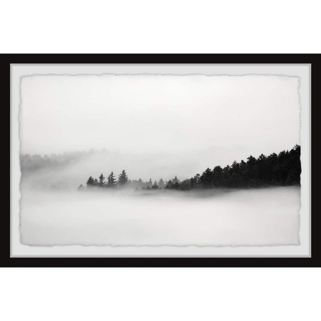 Foggy Dark Mountains Framed Wall Art, Scenic Beauty - A Captivating Landscape for Your Walls