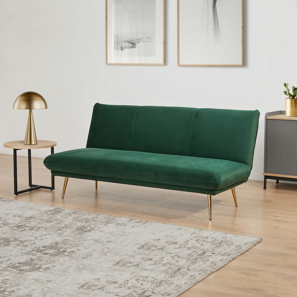 Abbyson Elliston 63 Inch Velvet Armless Sleeper Sofa