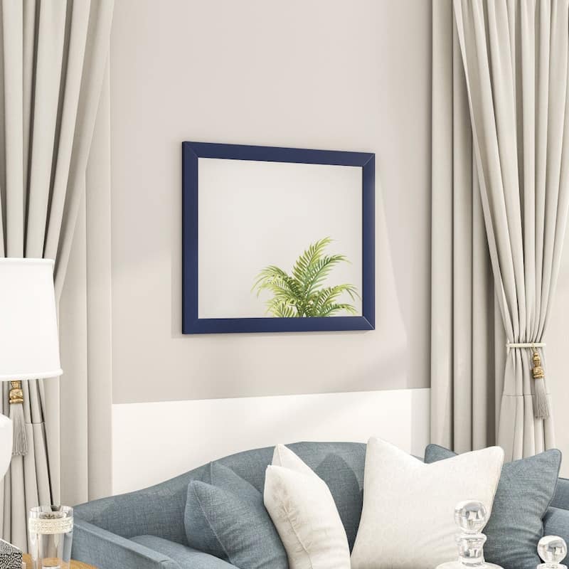 Eviva Acclaim 36" x 30" Rectangular Blue Wooden Framed Mirror - 36X30