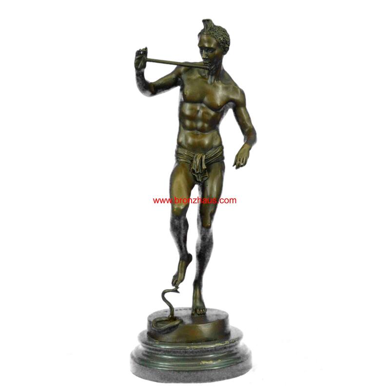 Handcrafted Large Snake Charmer Bronze Sculpture Hot Cast Classic Artwork
