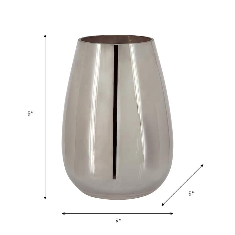 Glass Metallic Vase - Contemporary Small Decorative Flower Vase for Table Centerpiece or Home or Office Decor