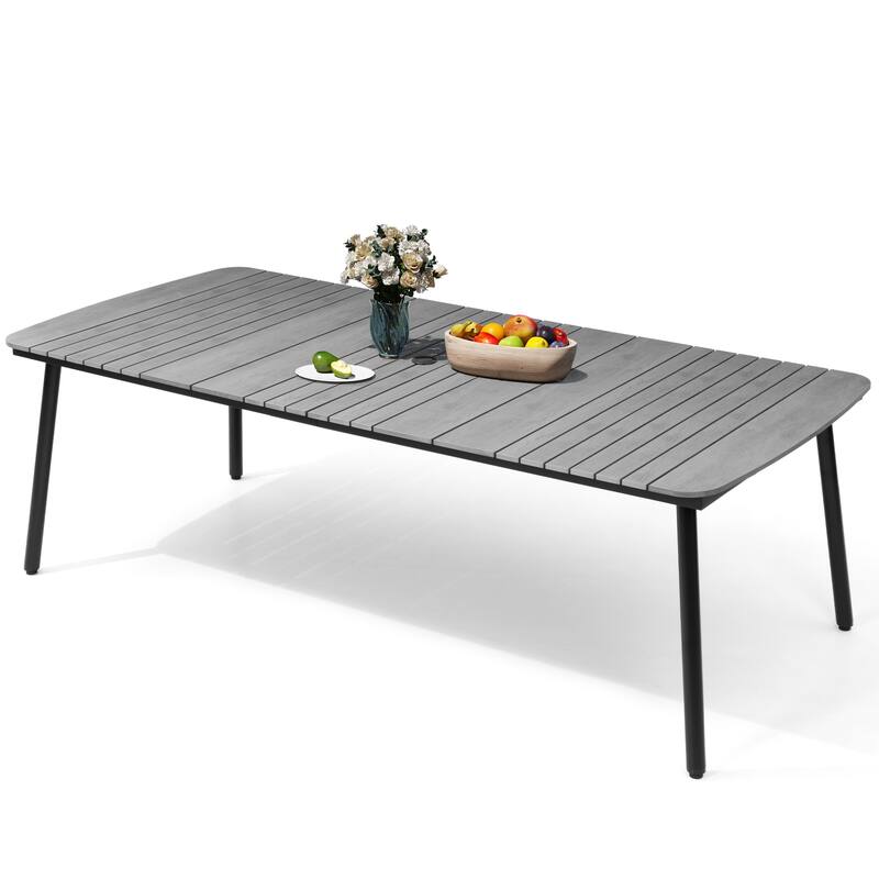 Outdoor Patio Dining Table Rectangular Aluminum Outdoor Table for 6/8/10 Person - Grey, 92.9 inches long