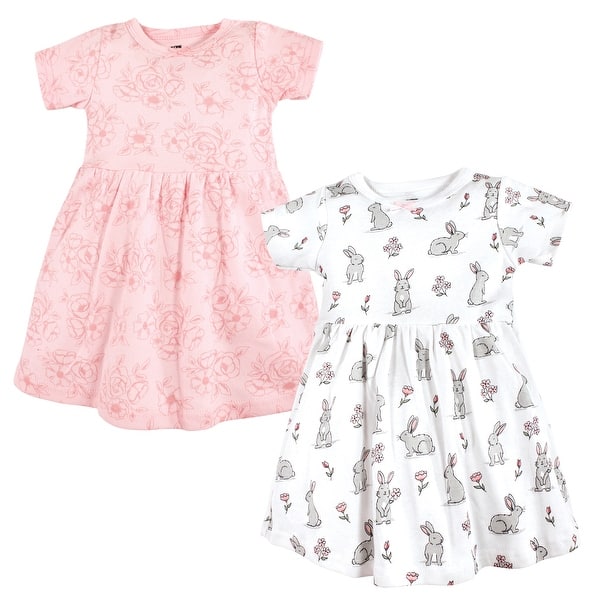 slide 1 of 1, Hudson Baby Toddler Girl Cotton Dresses, Bunny Floral 5T - Bunny Floral