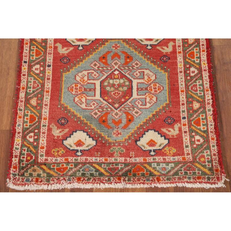 Traditional Shiraz Persian Vintage Square Rug Hand-Knotted Wool Carpet - 2'2" x 2'1"