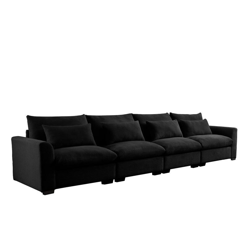 GDFStudio - Finnegan 4‑Seater Corduroy Sofa with 4 Waist Pillows
