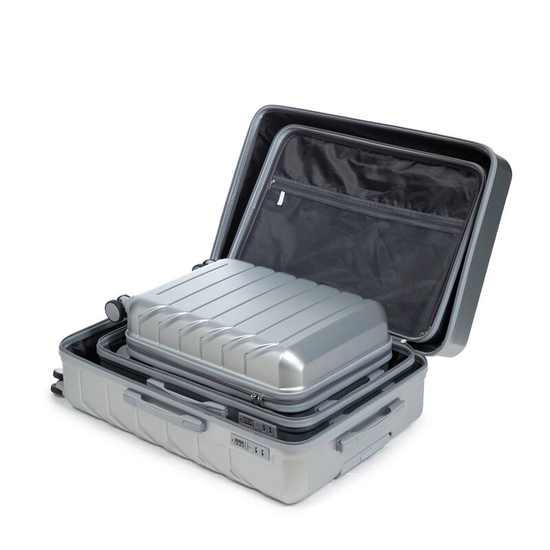 20"/24"/28" 3 pcs/set in ABS Spinner Wheel Luggage, Matching Color , With Combination Lock (Silver)