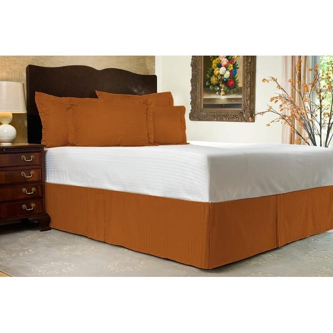 Tailored Bed Skirt, Pleated Sateen Striped Dust Ruffle with Split Corners