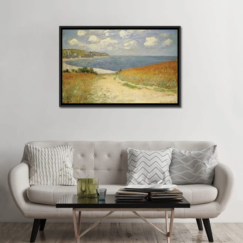 iCanvas "Path in the Wheat at Pourville, 1882 " by Claude Monet Framed Canvas Print