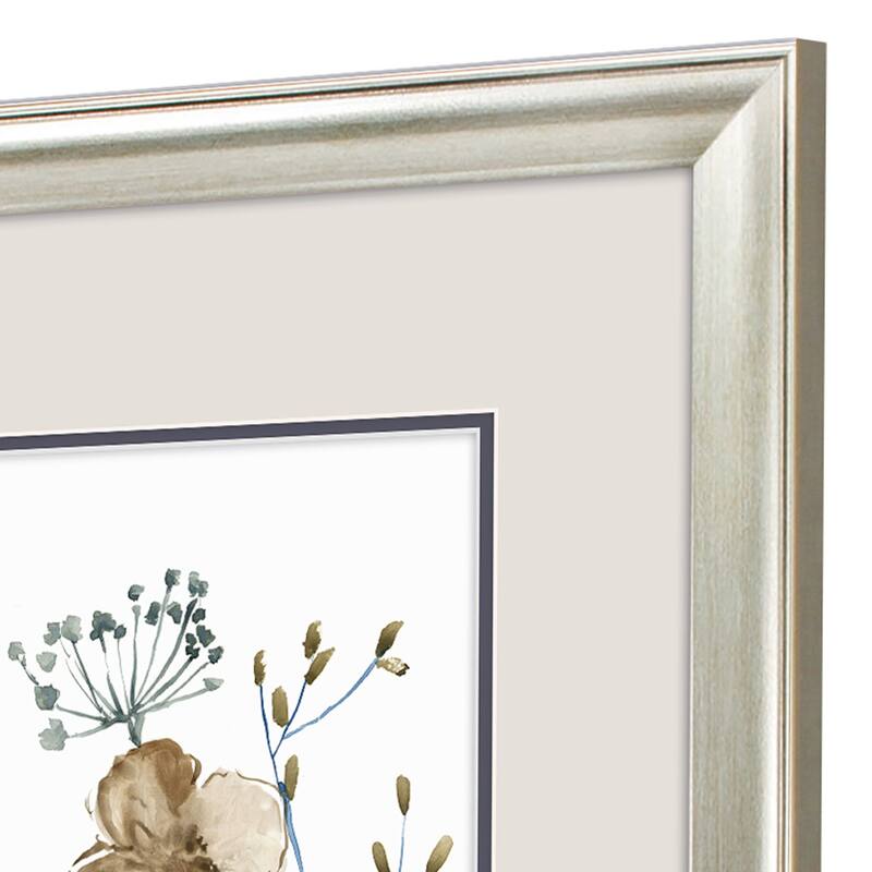 HomeRoots Set Of Two Blue Blossoming Silver Framed Wall Art