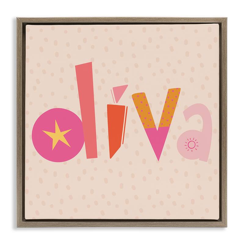 Stupell Diva Patterned Whimsical Text Framed Floater Canvas Wall Art Design By Sazerelli Designs - 18 x 18 - Brown