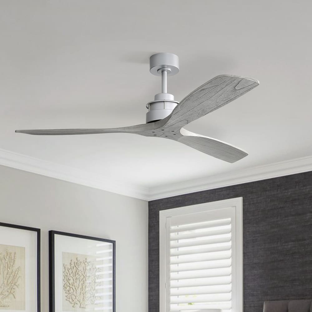 Sofucor 60Inch Ceiling Fan Solid Wood Blades with Light Remote Control,Indoor/Outdoor with Reversible DC Motor for Bedroom Patio
