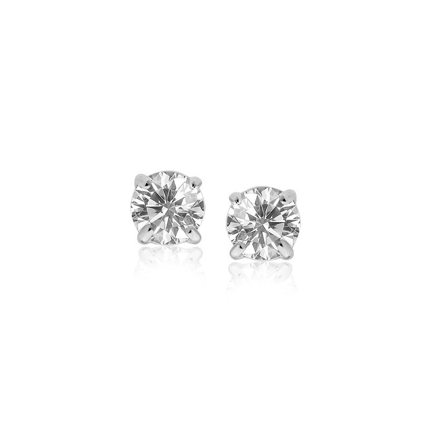 MayaMila Sterling Silver 4mm Faceted White Cubic Zirconia Stud Earrings