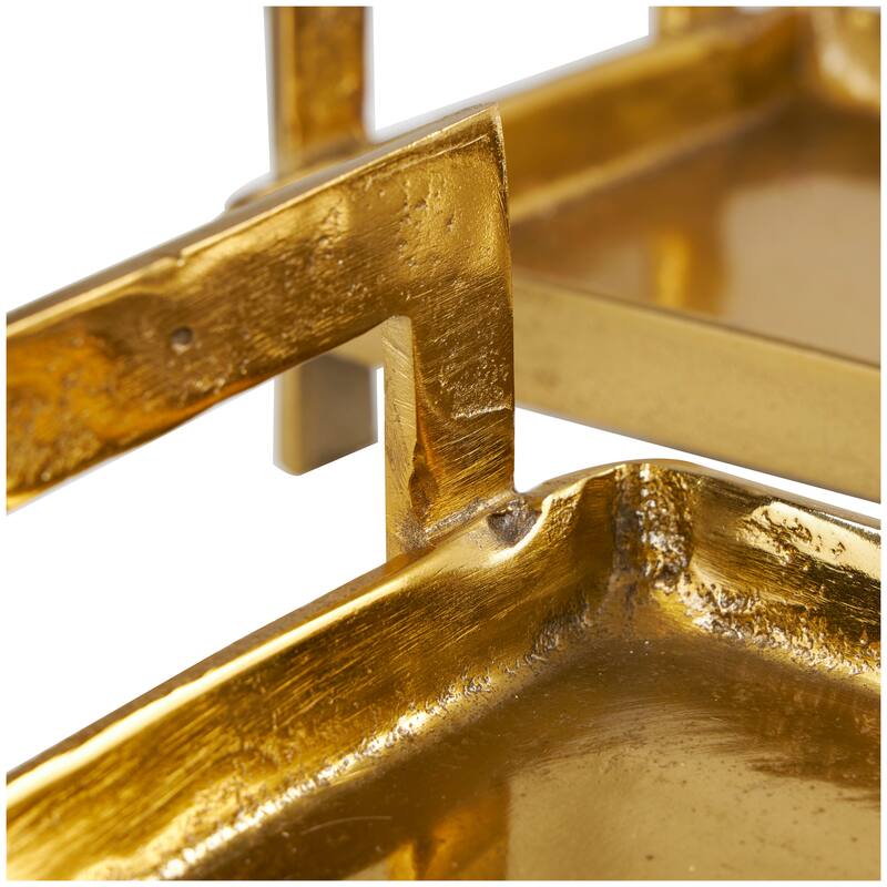Brass Aluminum Metal Nesting Living Room Decor Tray with Gold Handles (Set of 2) - 35", 26"W