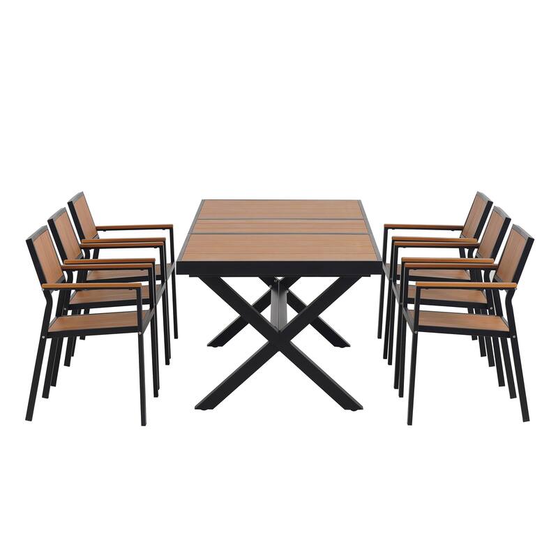 Experience Outdoor Dining Freedom with a Flexible Set Including 6 Chairs & 1 Table