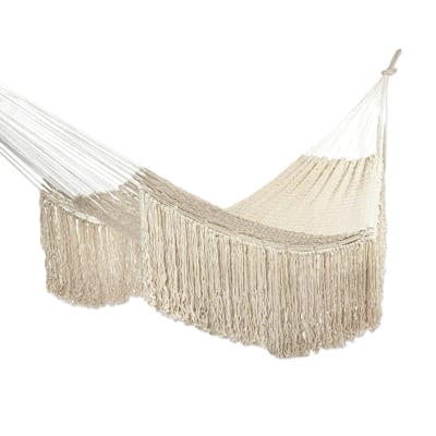 Novica Handmade Ivory Cascade Cotton Rope Hammock (Double)