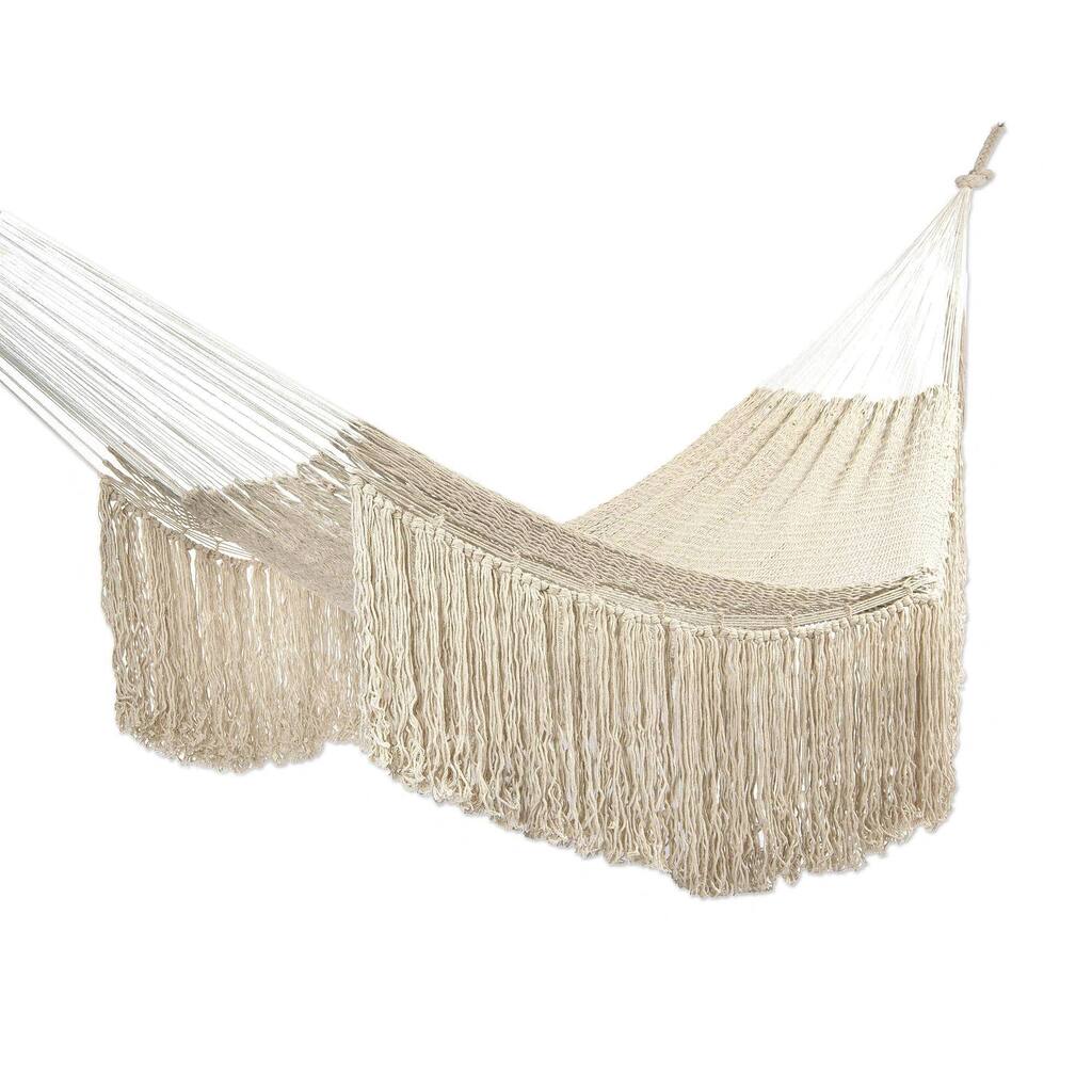 Novica Handmade Ivory Cascade Cotton Rope Hammock (Double)
