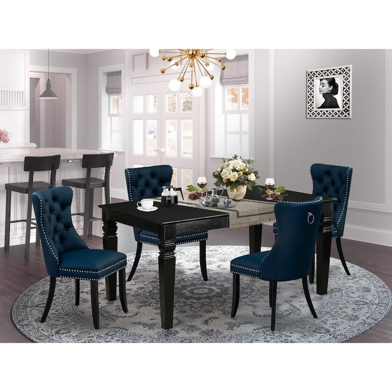 East West Furniture Dining Table Set- a Kitchen Table with Butterfly Leaf and Padded Chairs, Black(Pieces Options) - WEDA5-BLK-29