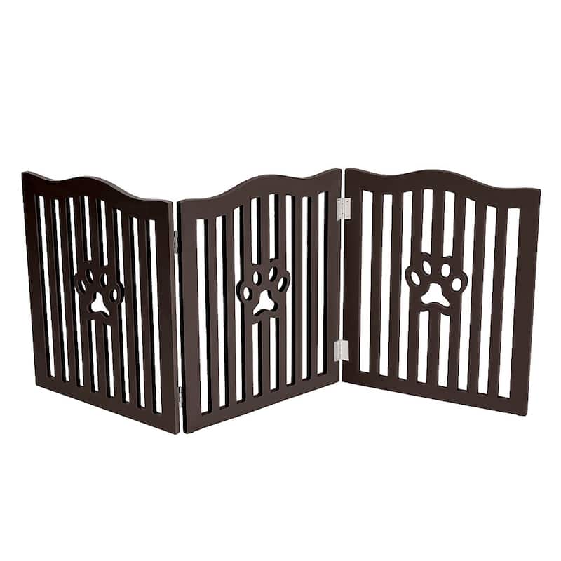 Trimate, Pet Gate, Wooden Free Standing Dog Gate for Small Dogs and Cats, Espresso
