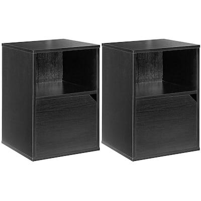 Gymax Set of 2 Nightstands Side End Table Storage Cabinet Shelf Living