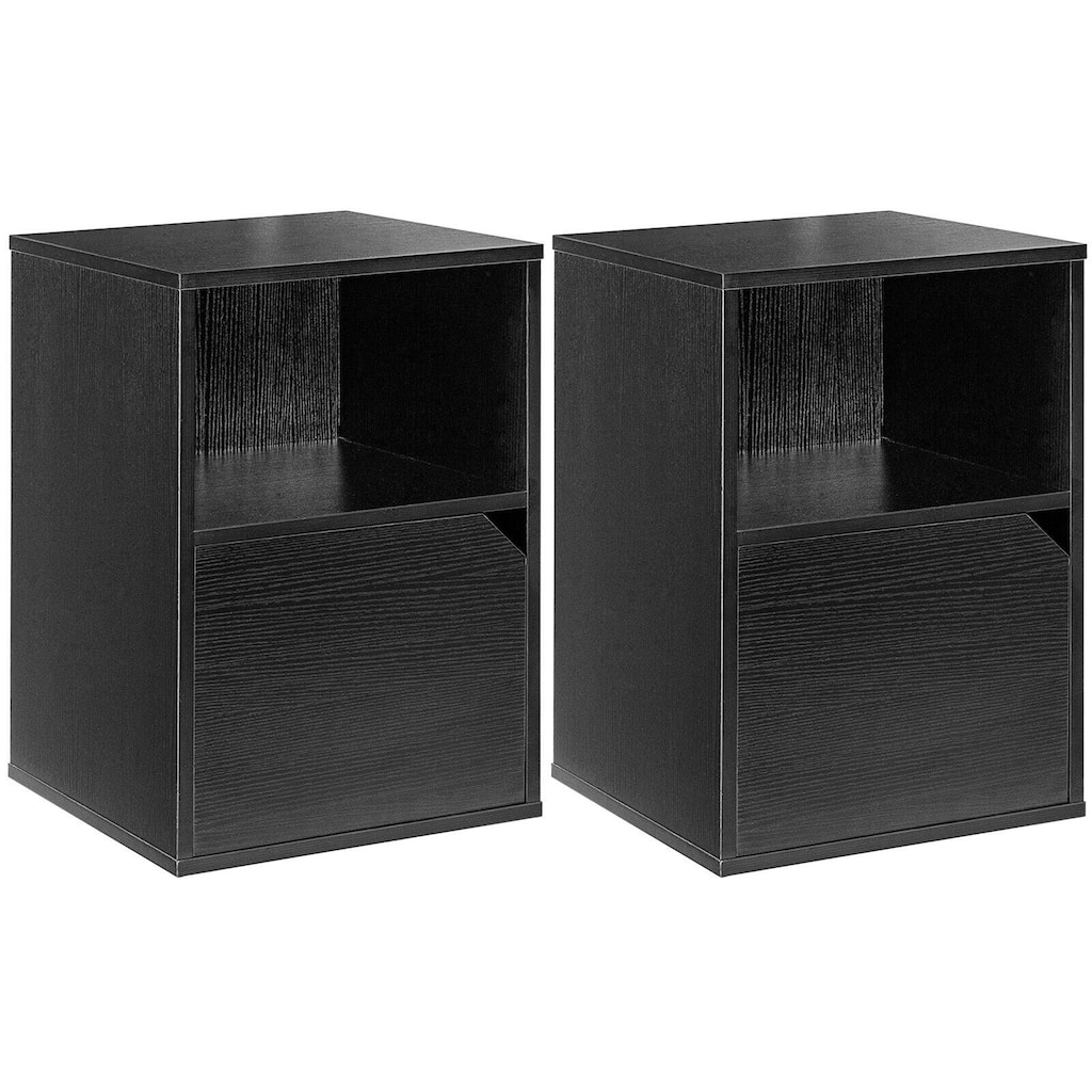 Gymax Set of 2 Nightstands Side End Table Storage Cabinet Shelf Living