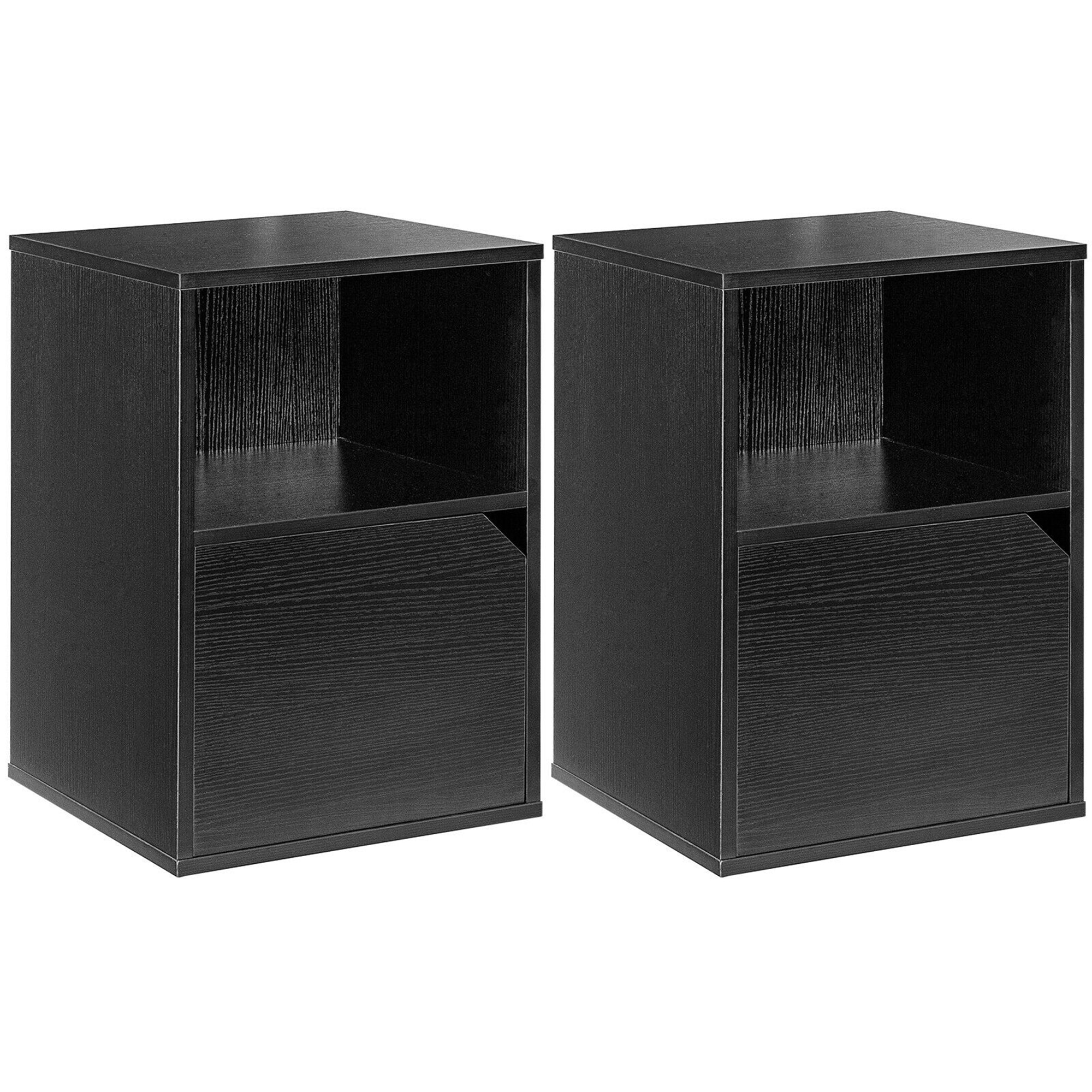 Gymax Set of 2 Nightstands Side End Table Storage Cabinet Shelf Living