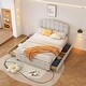 preview thumbnail 3 of 18, Upholstered Bed with 4 Storage Drawers,Wood Slat Support