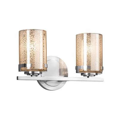 Justice Design Fusion Atlas 2-light Polished Chrome Bath Bar, Mercury Cylinder - Flat Rim Shade