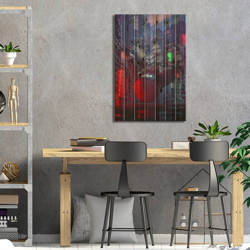 The Visitor Print On Wood by Nicebleed - Multi-Color