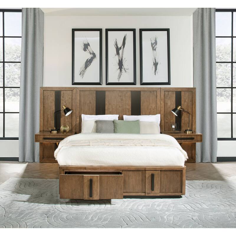 Terrace Wall Panel Storage Bed Ash Brown - California King
