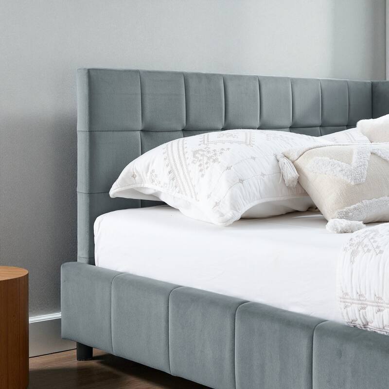 Full Size Velvet Upholstered Tufted Daybed Frame with Backrest and Armrest, Mid-Century Sofa Bed for Bedroom or Living Room