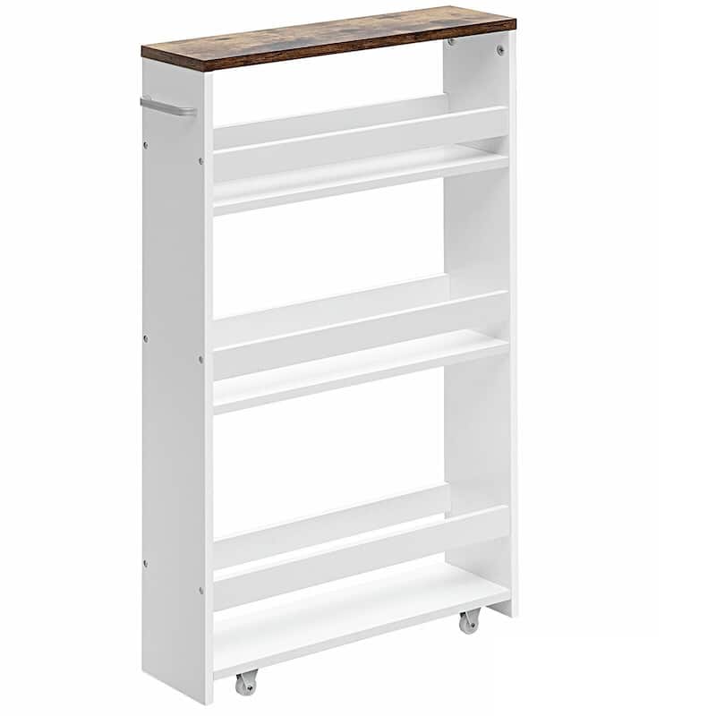 4 Tier Rolling Slim Storage Kitchen Organizer Cart with Handle - 19"L x 5.1"W x 31.5"H