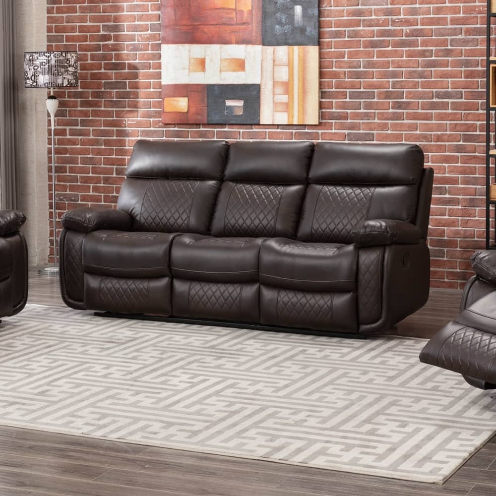 Contemporary Living Room Faux Leather Upholstered Sofa