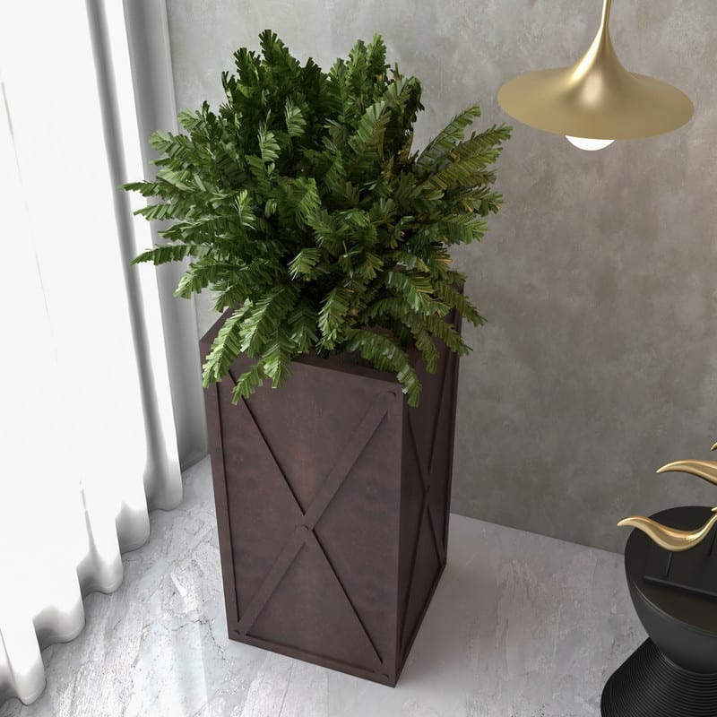Papyrus Elegant Rectangular Modern Planter with Drainage, Lightweight Fiberstone MGO Clay Blend for Indoor Outdoor Use