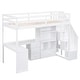 preview thumbnail 26 of 31, Durable Twin Size Wooden Loft Kids Bed with L-Shaped Desk and Drawers,Cabinet and Storage Staircase