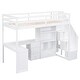 preview thumbnail 26 of 31, Twin Size Loft Bed with L-Shaped Desk and Storage Staircase, Grey