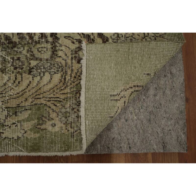 Hand Knotted Oriental 100% Wool Carpet Transitional Floral Green Anatolian Area Rug - 9' 1'' X 5' 8''