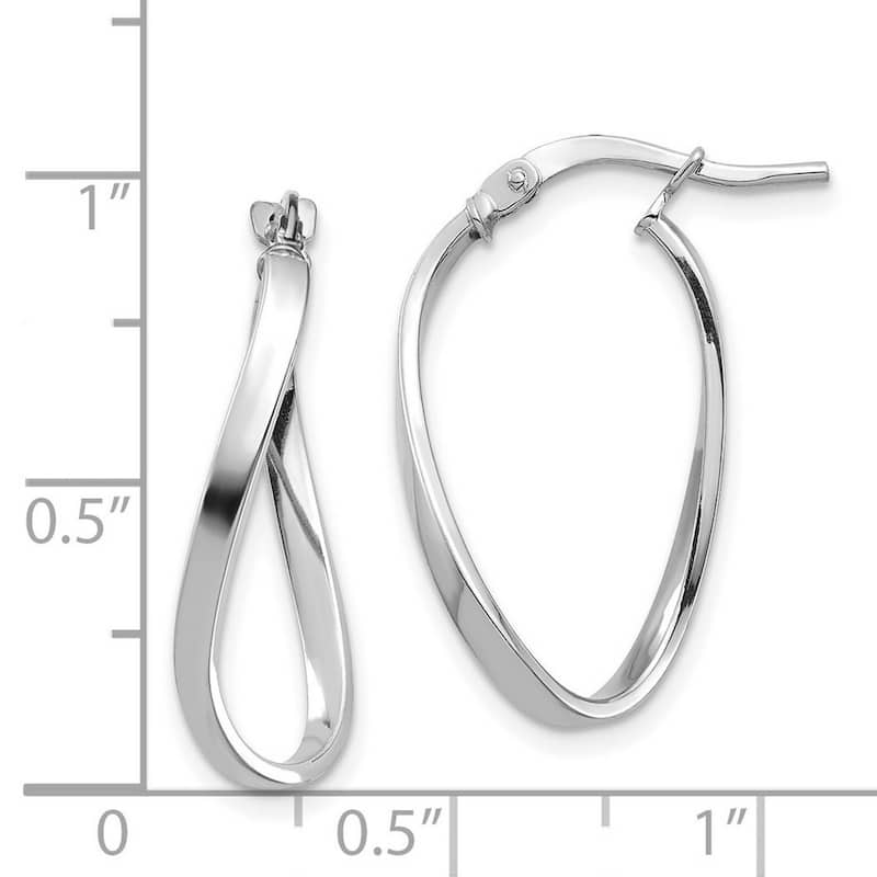 Curata 14k White Gold Polished Wavy Hoop Earrings - 23.2x14.7mm