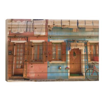 Burano, Italy, Laundry Day Print On Wood by Mark Paulda - Multi-Color