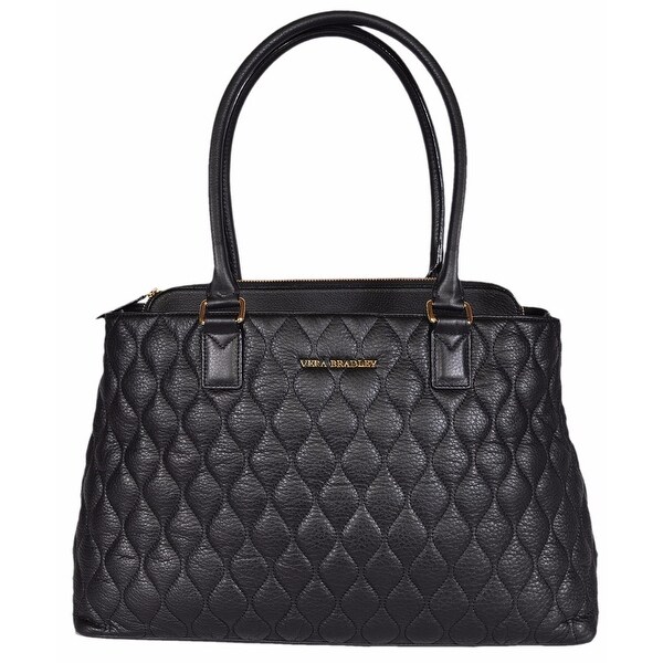 Shop Vera Bradley Black Quilted Leather Center Zip Emma ...