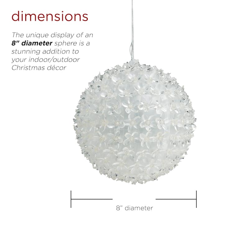 Alpine Corporation 8"H Indoor/Outdoor Christmas Flashing Sphere Hanging Ornament with LED Lights