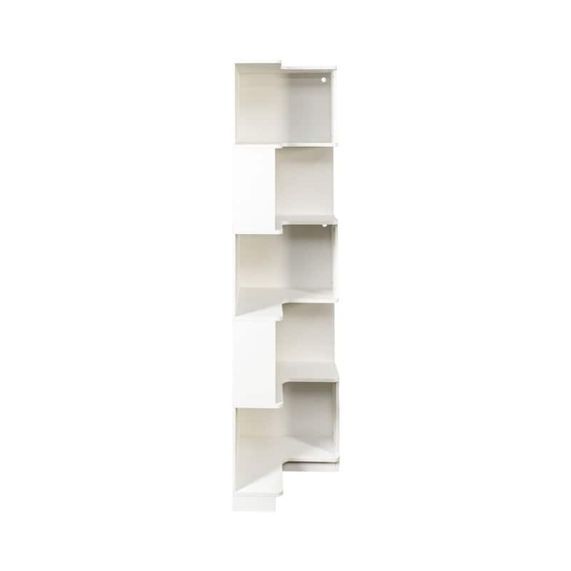 5-Tier Corner Bookshelf, Freestanding L-Shaped Bookcase with Baffle, Space-Saving Display Shelf for Bedroom, Living Room, Office
