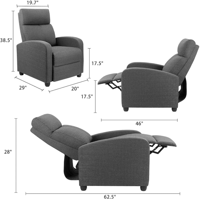 Furniwell Fabric Single Sofa Recliner with Padded Seat