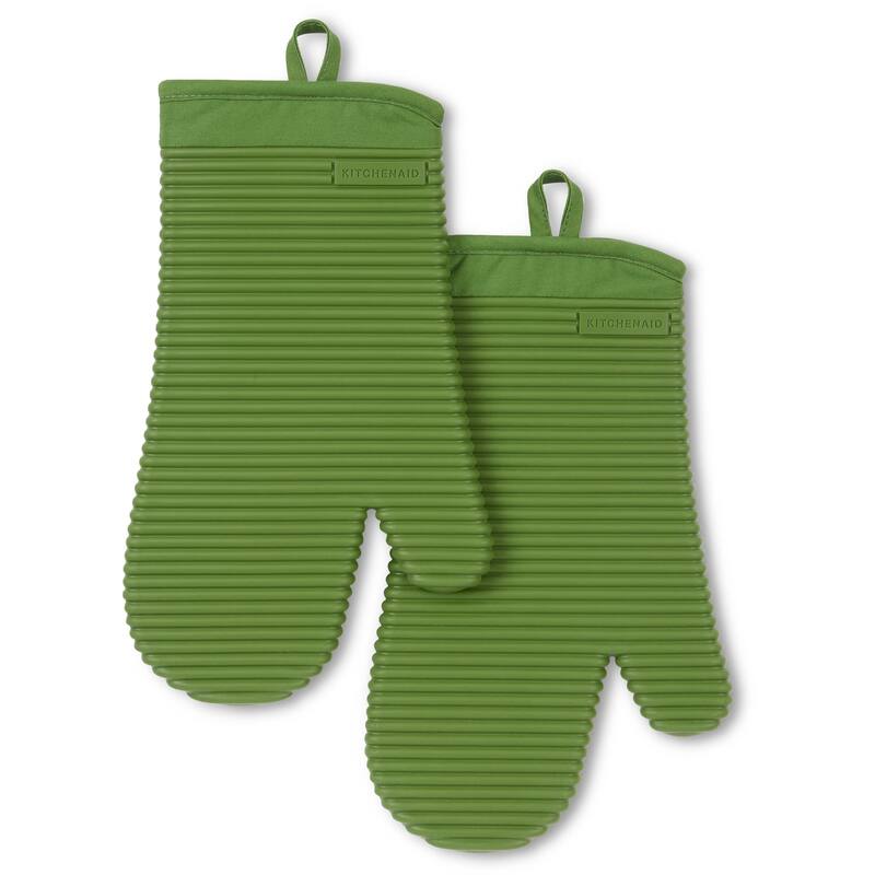 KitchenAid Ribbed Soft Silicone Oven Mitt 2-Pack Set, 7.5"x13"