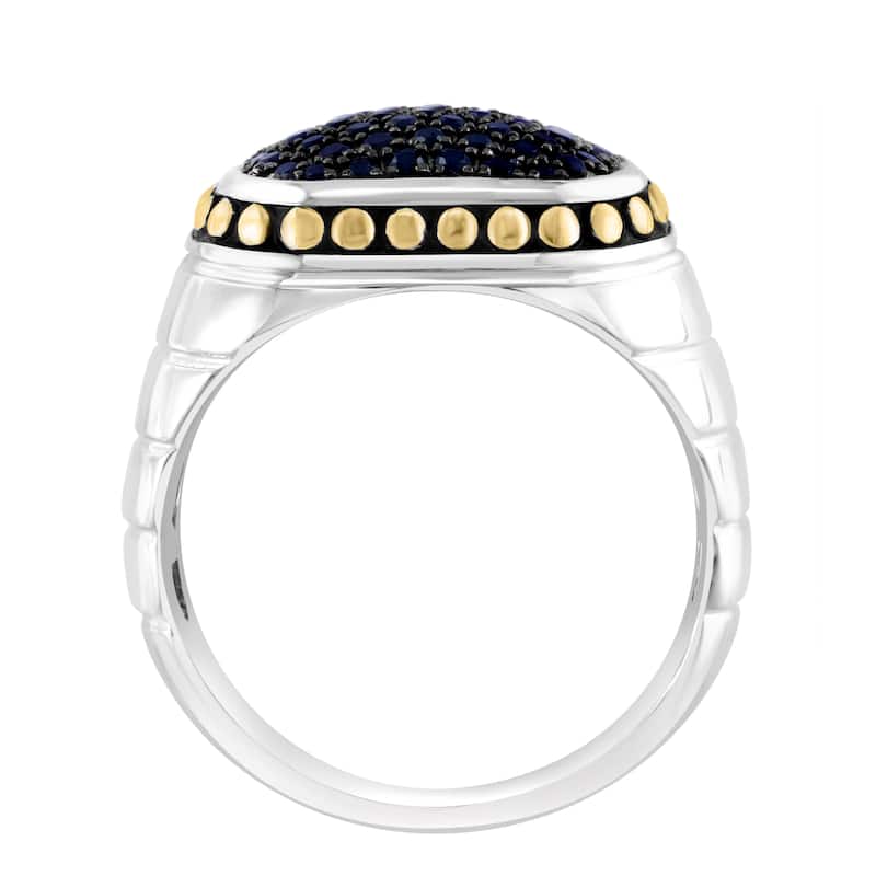 EFFY Men's 925 Sterling Silver Black Sapphire Ring