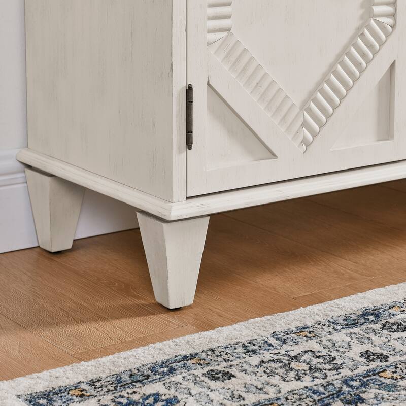 Sideboard Cabinet with 4 Doors & Adjustable Shelf, Accent Cabinet with Solid Wood Legs, Large Wine Bar Storage Cabinet