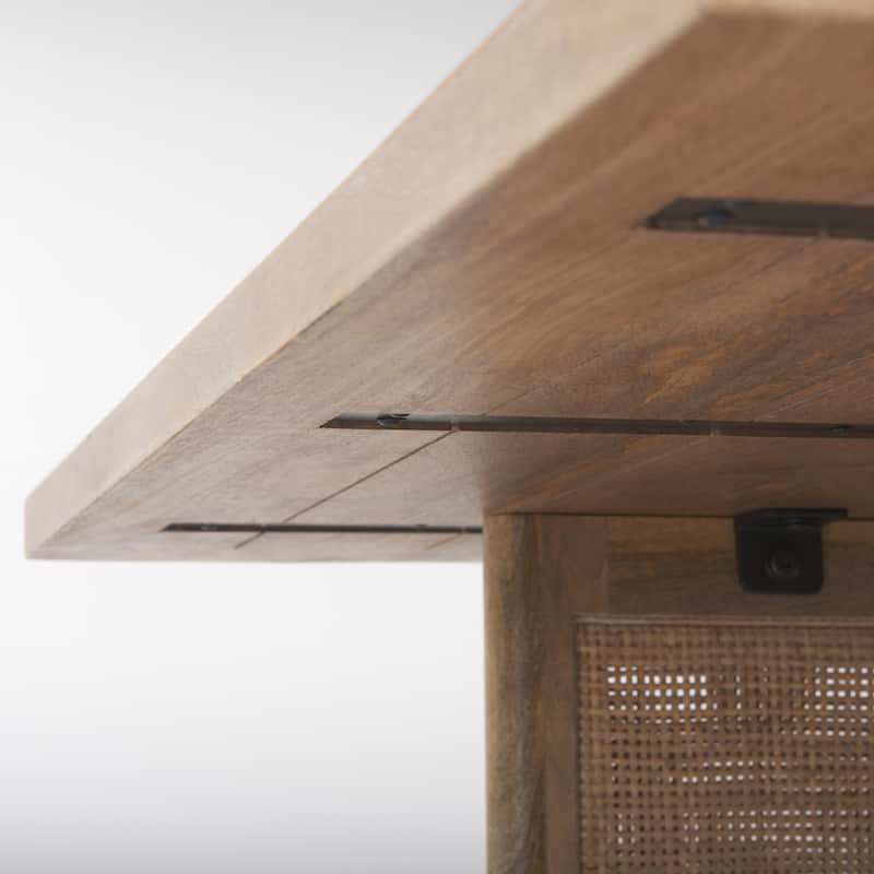 Grier Solid Wood With Cane Accented Base Coffee Table