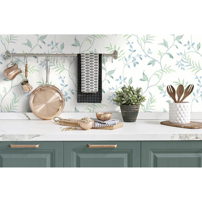 NextWall Watercolor Leaf Trail Peel and Stick Wallpaper - 20.5 in. W x 18 ft. L
